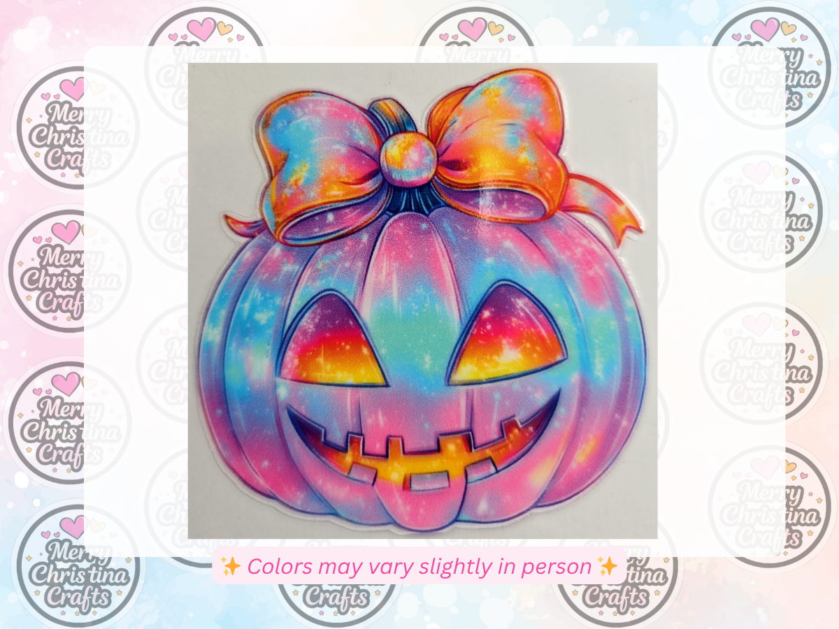 153 - Colorful Halloween Pumpkin w Bow