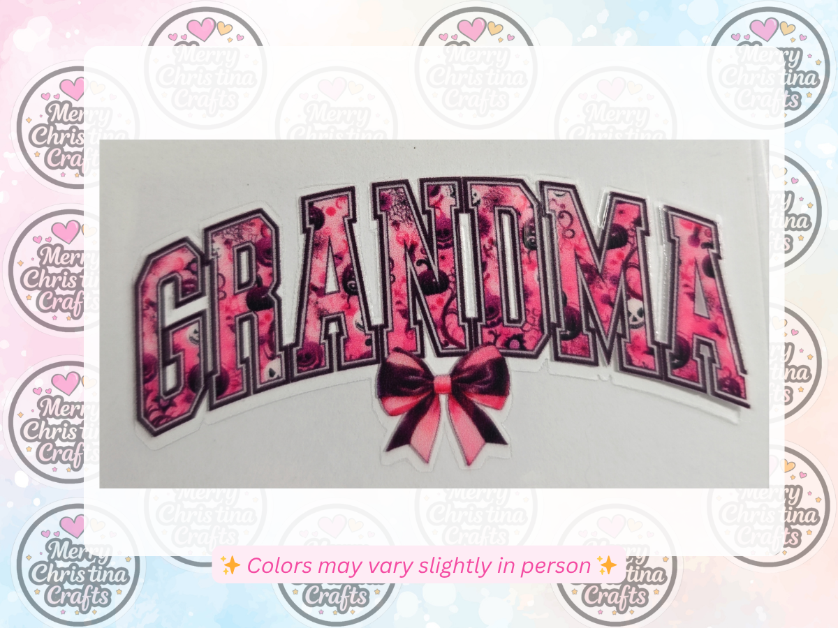 190 - Pink Grandma Holiday Bow