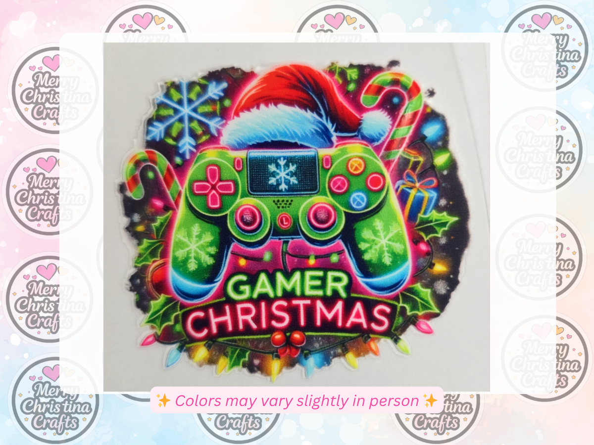 20 - Gamer Christmas Controller - Green w Santa Hat