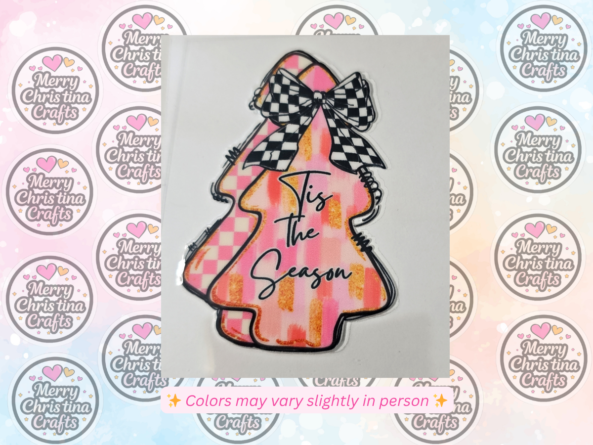 2 - Tis The Season Tree - Pink w Checker Bow