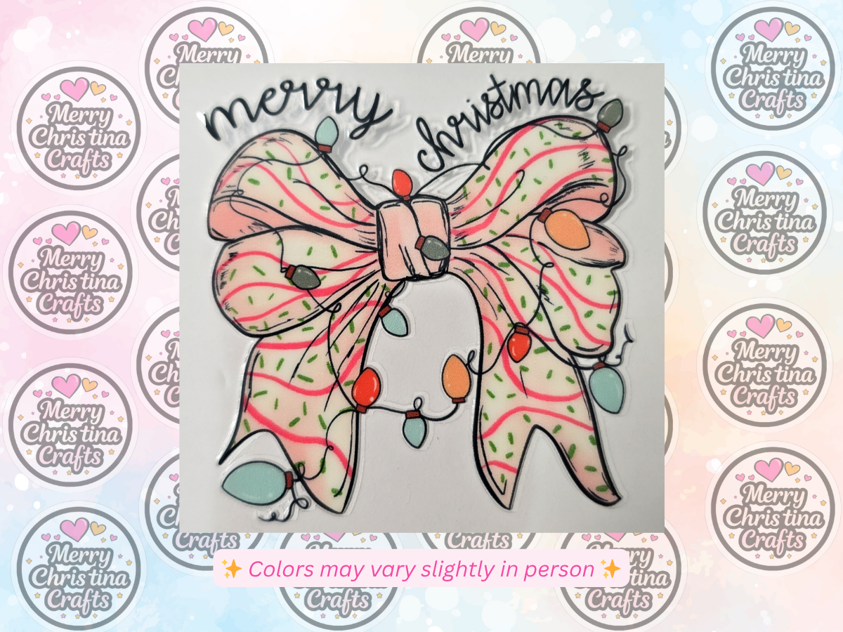 3 - Merry Christmas Bow with Lights and Stripes