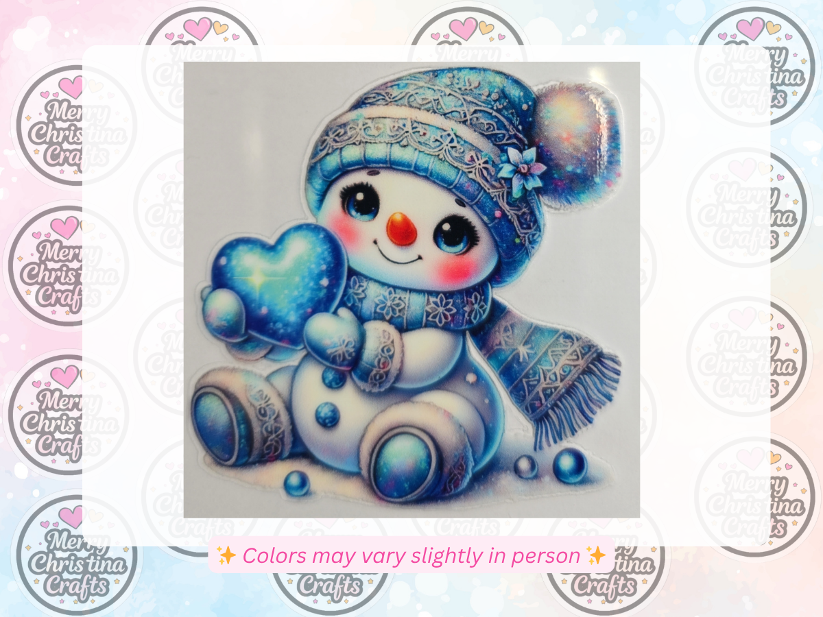 48 - Cute Blue Snowman with Heart