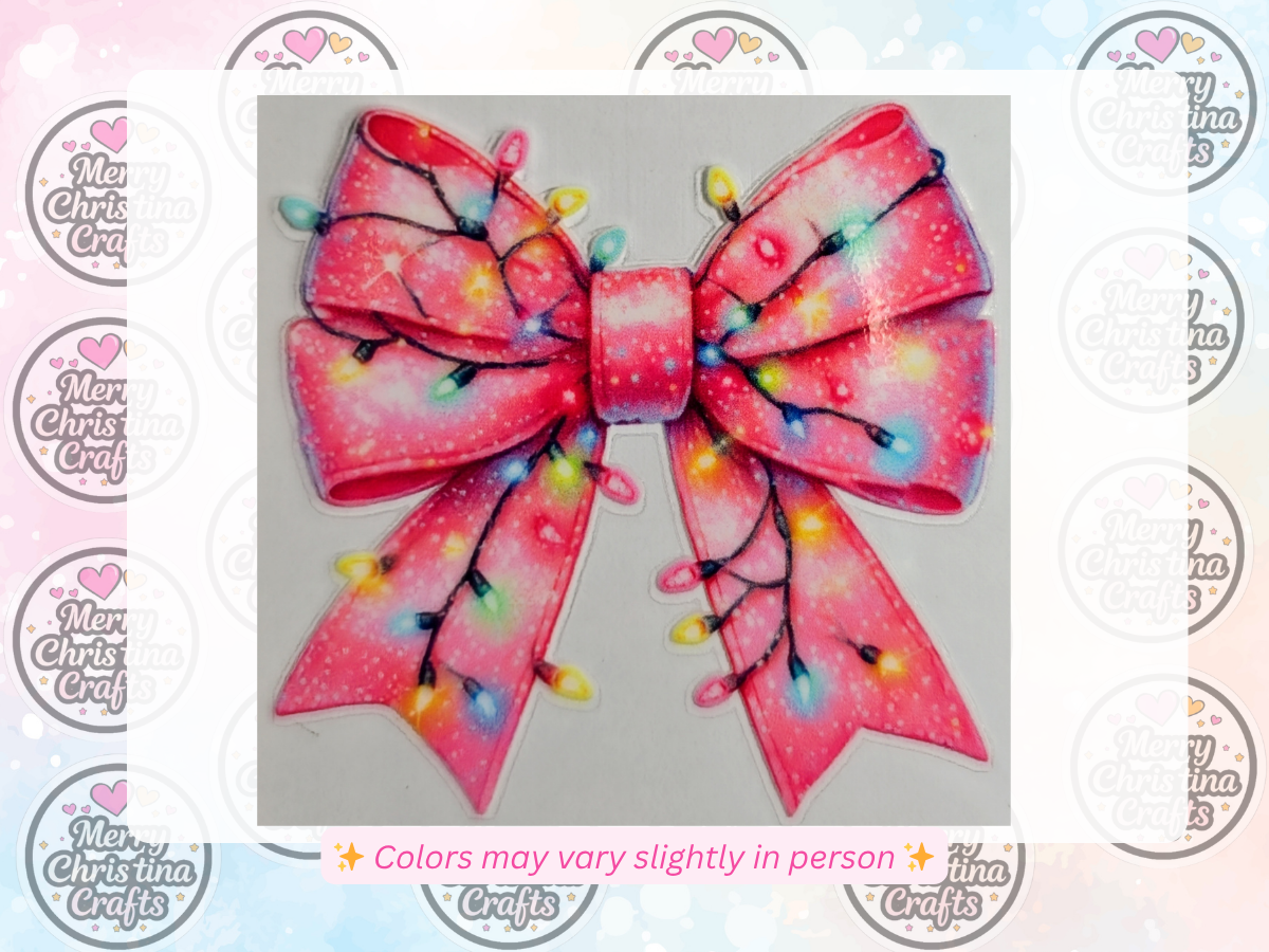 50 - Pretty Pink Bow w Christmas Lights