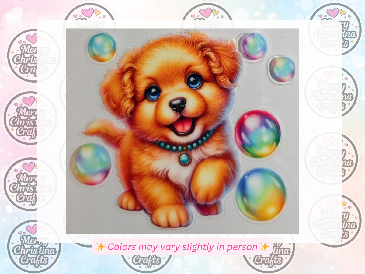 52 - Cute Puppy with Bubbles - Golden