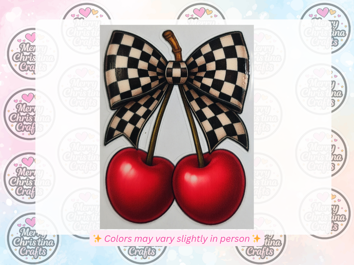 77 - Cherries w Checkered Bow