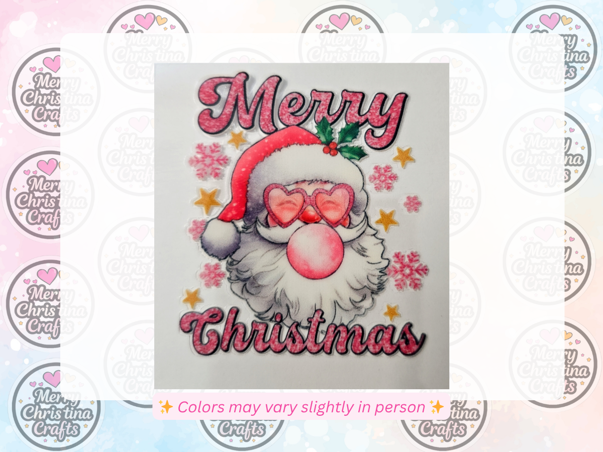 7 - Pink Santa - Merry Christmas w Bubble Gum and Sunglasses